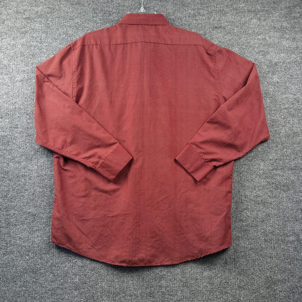 Black Label by Ruffini Italy Mens XL Slim Fit Burgundy Diamond Print Button Down - Picture 6 of 9